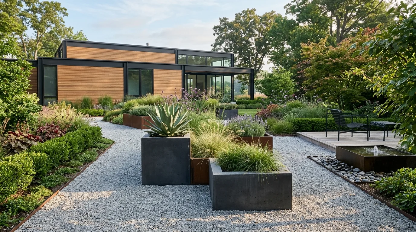 Modern Garden With Minimalist Planters